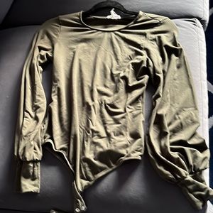 Green body suit with thong back